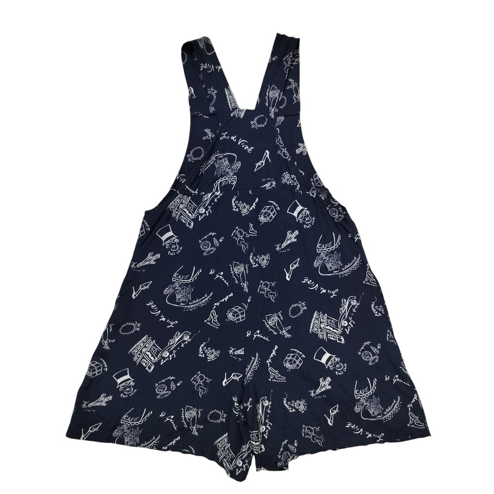 Vintage 90's Y2K Express Women's Navy Blue Paris French Theme Romper Size XS - Picture 5 of 10